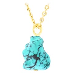 Natural Turquoise and Gold Pendant