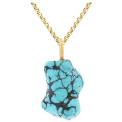 Natural Turquoise and Gold Pendant