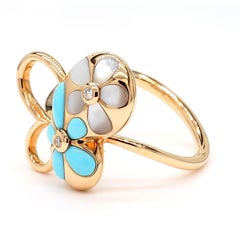 Natural Turquoise and White Diamond .51 Carat TW Rose Gold Fashion Ring