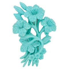 Natural Turquoise Arizona Hand-Carved Bouquet Loose Gemstone Pendant Brooch