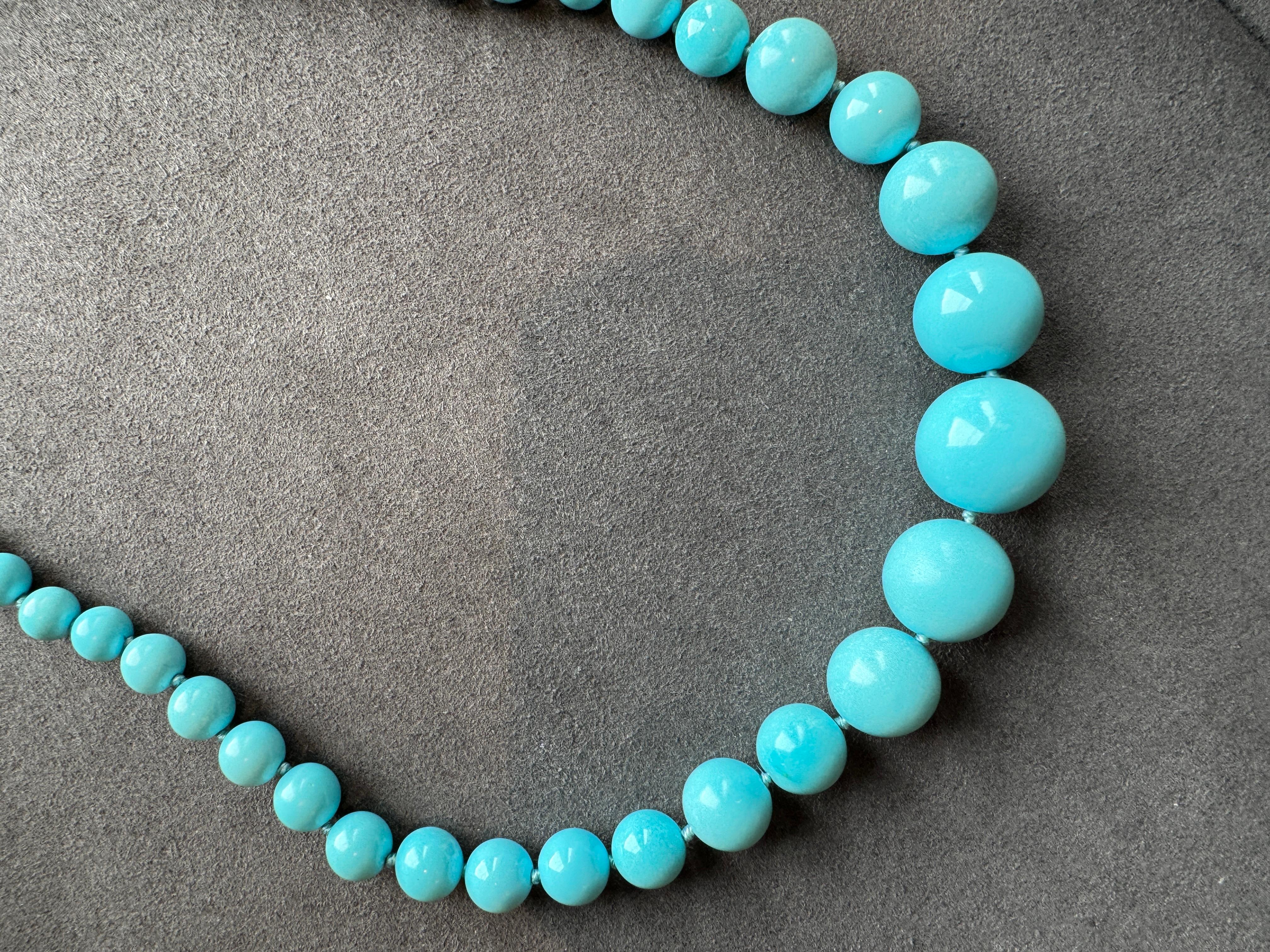 Contemporary GIA Certified Natural Turquoise Beaded Necklace For Sale