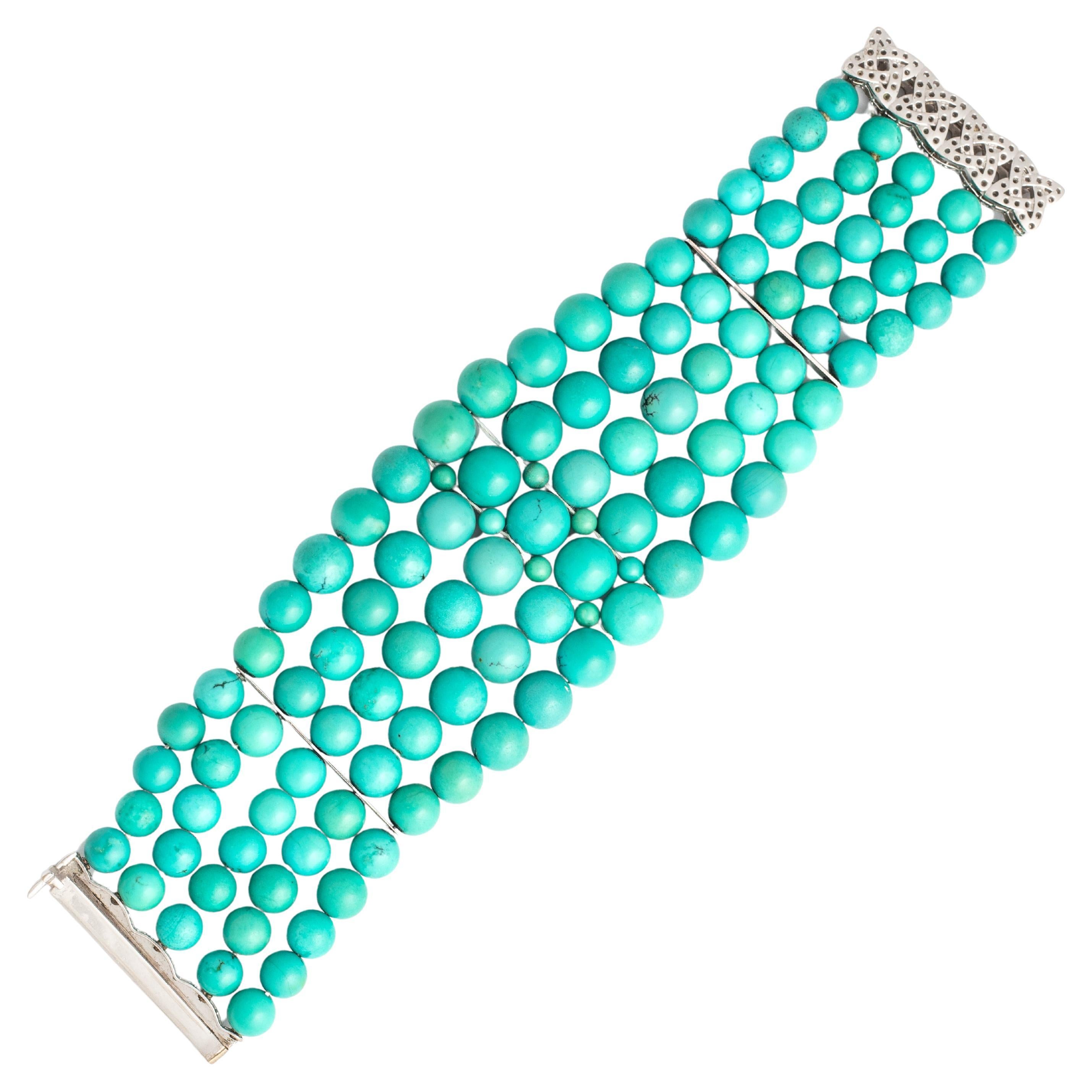 Bracelet turquoise naturelle Bon état - En vente à Geneva, CH