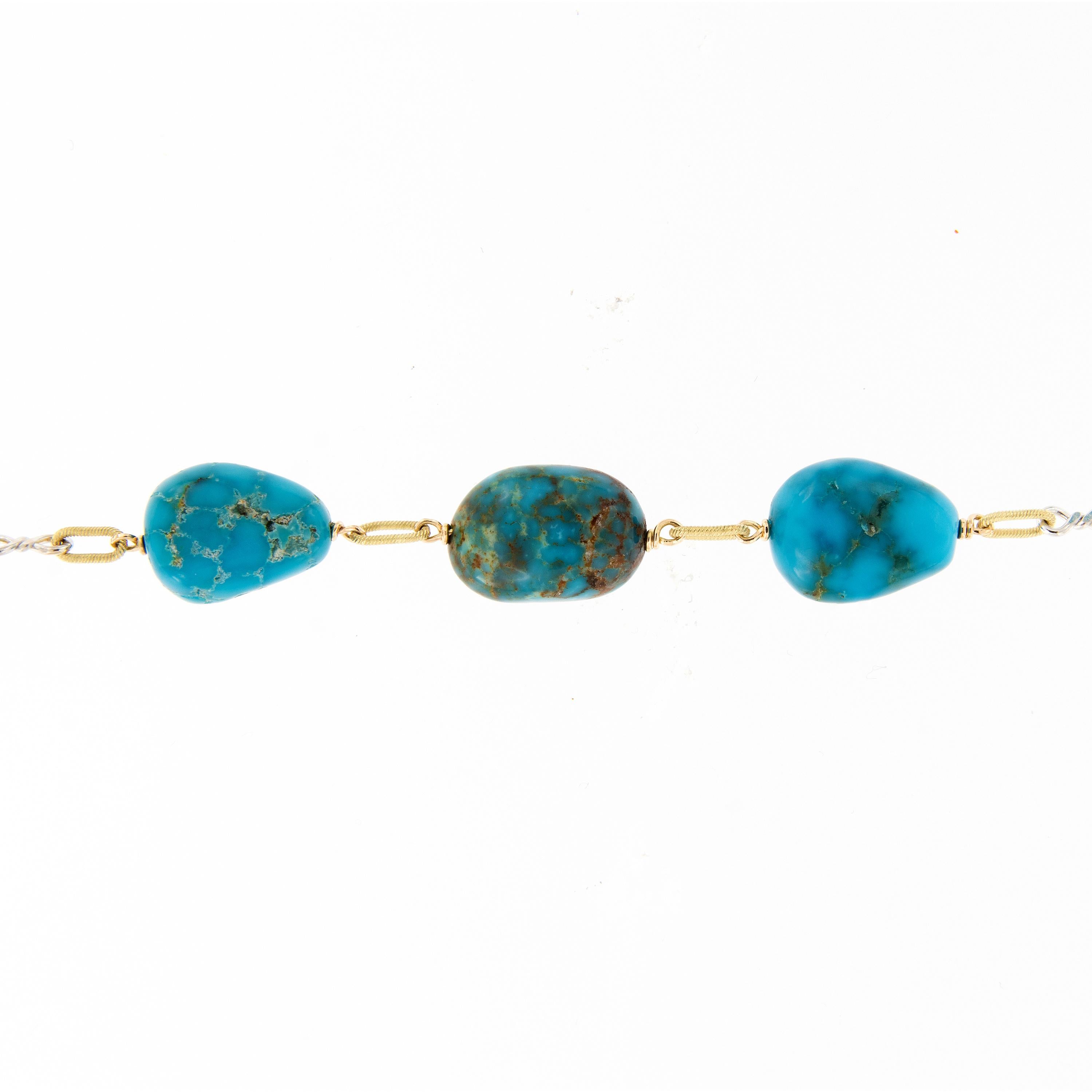 Women's Natural Turquoise by The Yard 18 Karat Gold Necklace
