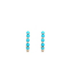 Natural 1.20cts Turquoise Cabochon Earrings in 14k Gold