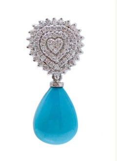 Natural Turquoise & Diamond Earring in 18k Gold