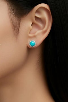 Natural Turquoise Diamond Earrings 14k Gold 1.36 TCW Certified