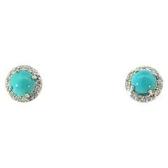 Natural Turquoise Diamond Earrings 14k Gold 1.36 TCW Certified