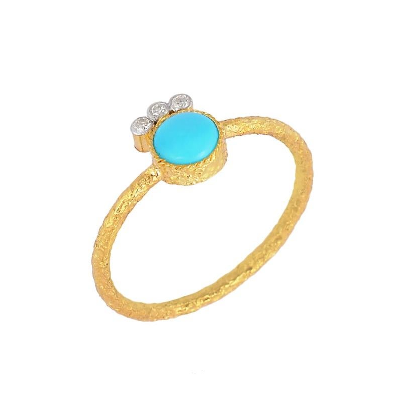 Anello con turchese naturale e diamanti in oro 18 carati In condizioni Nuovo in vendita a jaipur, IN