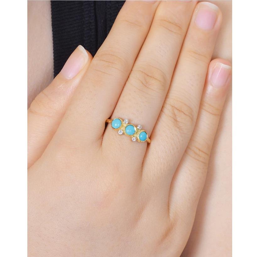 Naturtürkis & Diamant Ring 18K Gold im Angebot 1