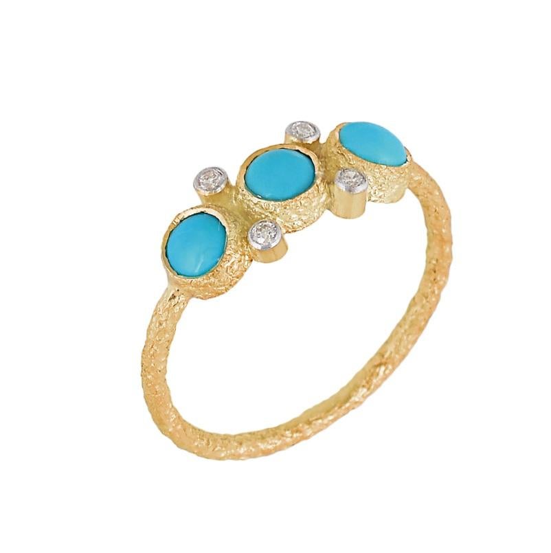 Naturtürkis & Diamant Ring 18K Gold im Angebot 3