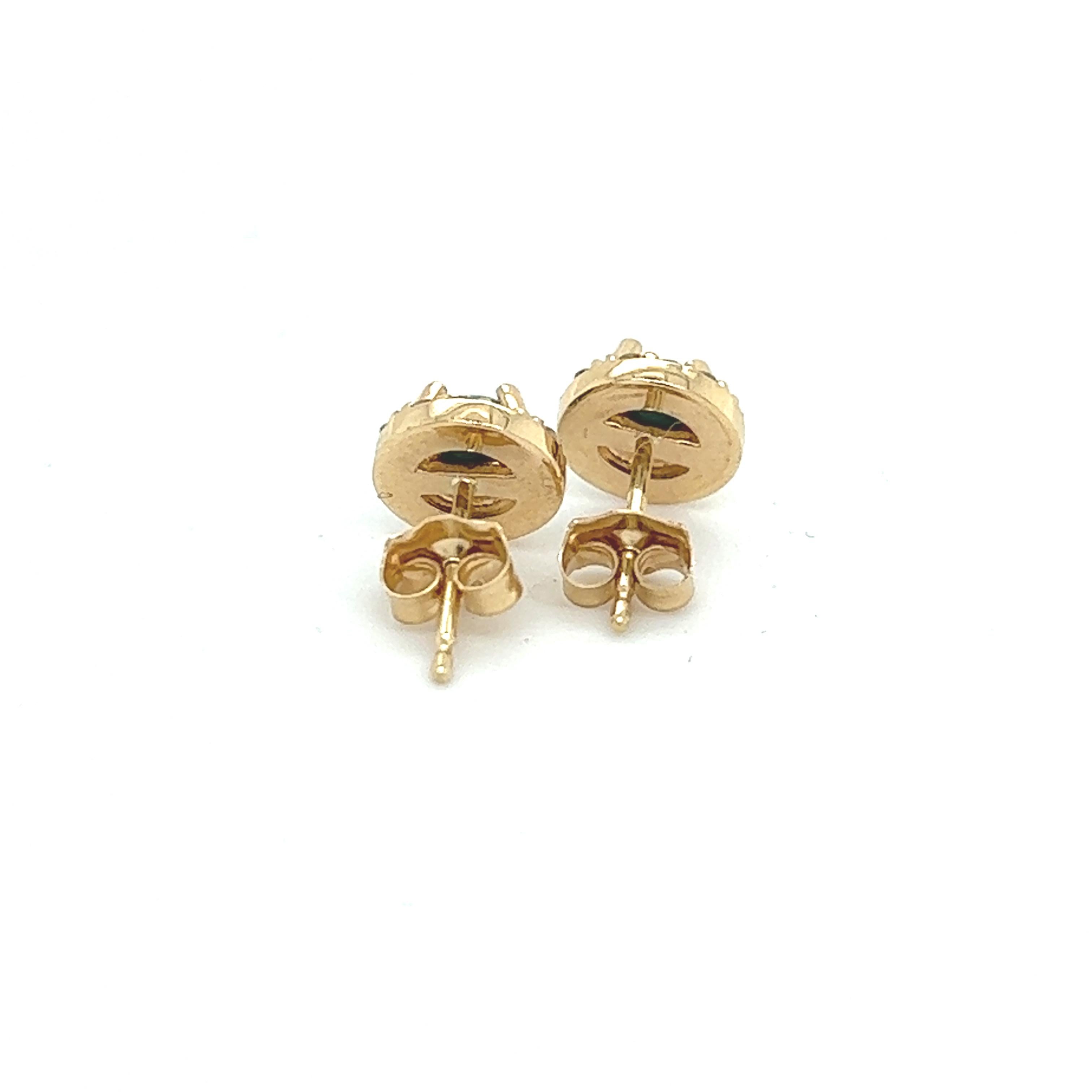 Clous d'oreilles en or jaune 14 carats avec turquoise naturelle et diamants certifiés TCW de 0,65 carat Pour femmes en vente