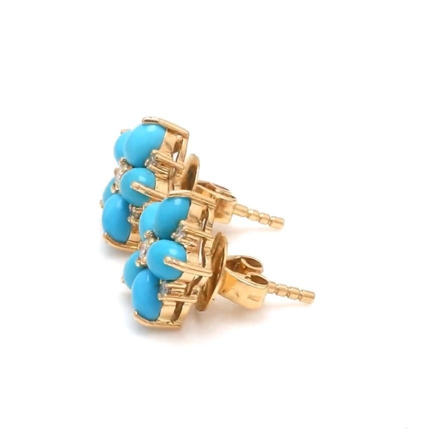 Women's Natural turquoise earrings in 14k gold For Sale