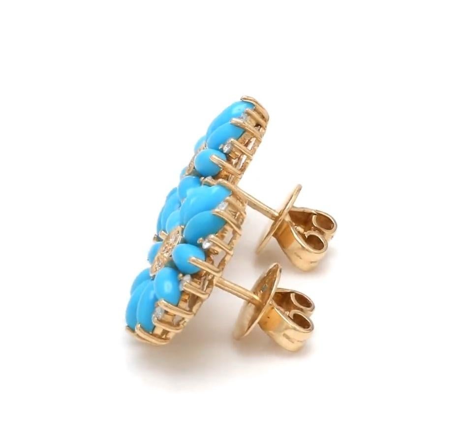 Natural turquoise marquise cabochon studs in 14k gold In New Condition For Sale In jaipur, IN