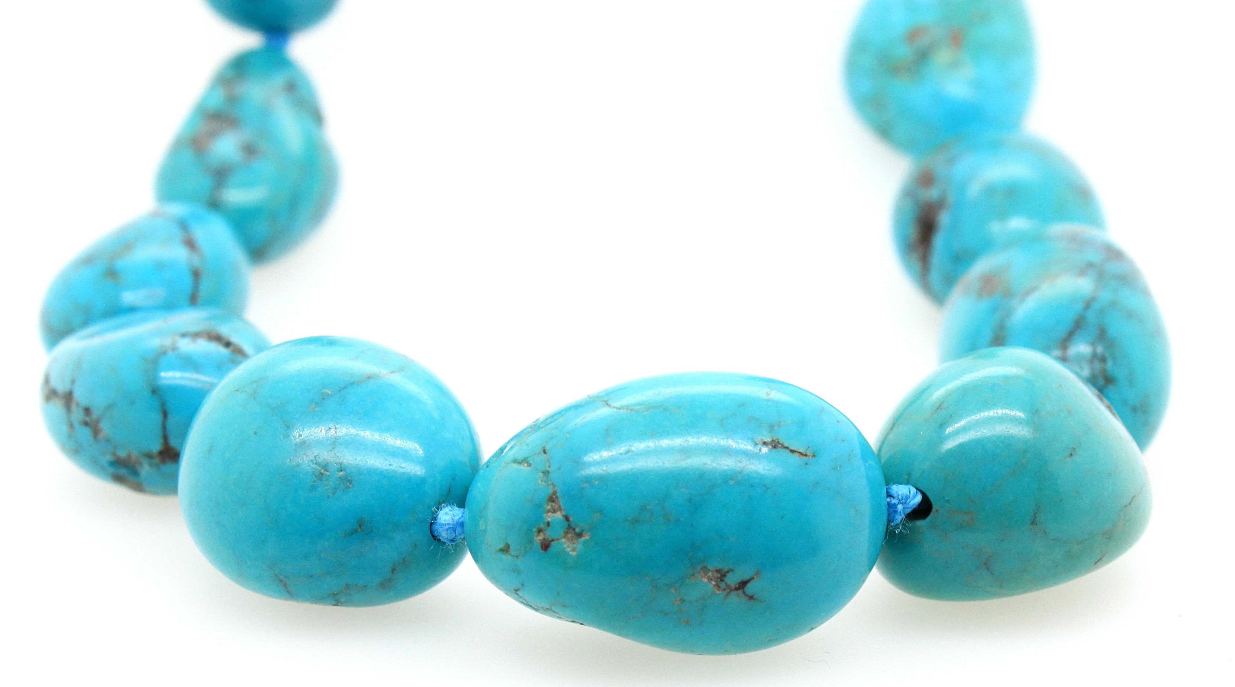 Perle Collier de perles matricielles en turquoise naturelle en vente