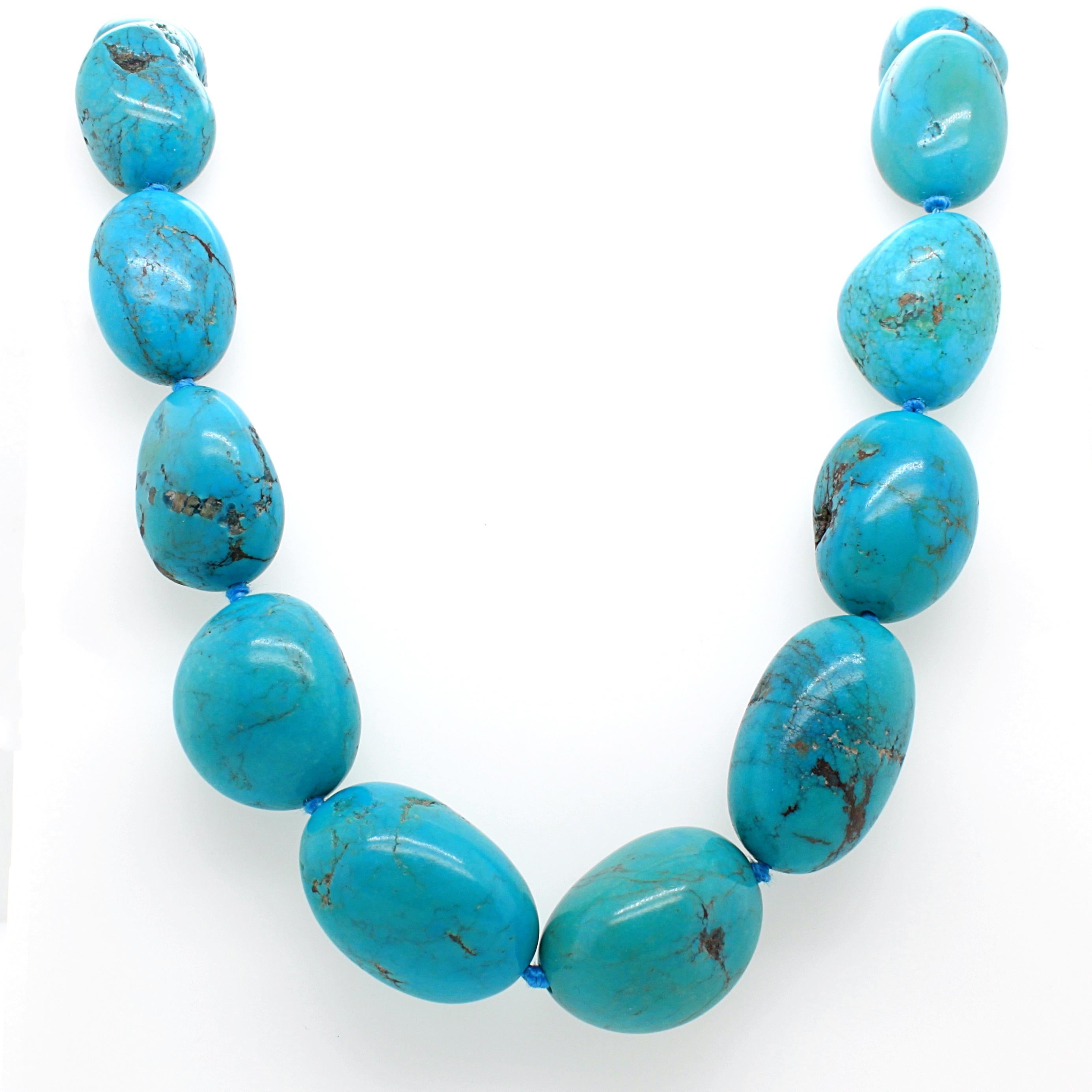 Collier de perles matricielles en turquoise naturelle Unisexe en vente