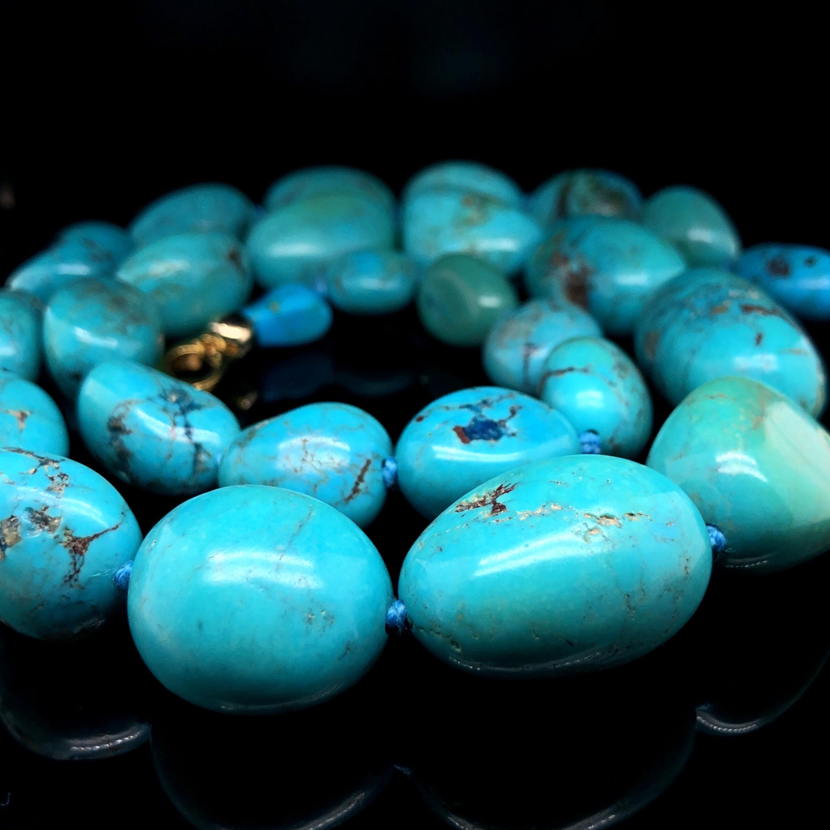 Natural Turquoise Matrix Bead Necklace In Excellent Condition For Sale In Idar-Oberstein, DE