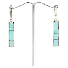 Natural turquoise mosaic earrings