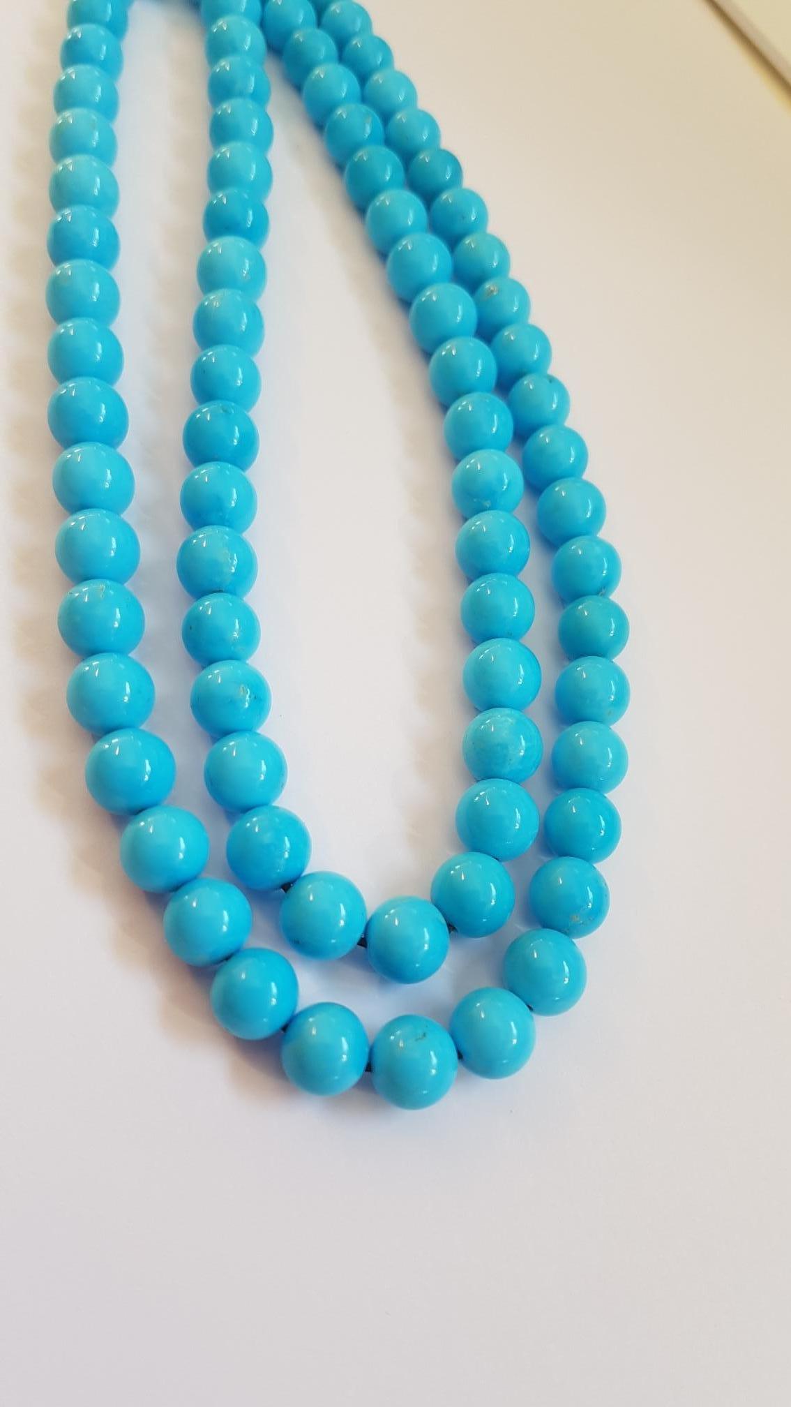 Bead Natural Turquoise Necklace For Sale
