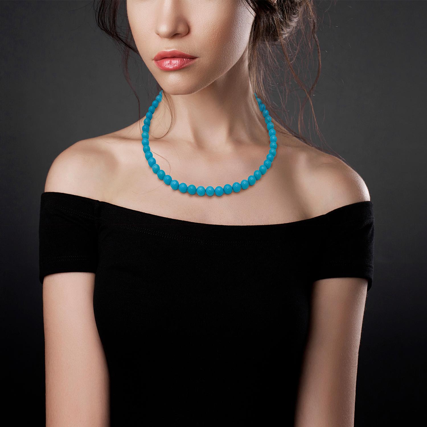 Natural Turquoise Necklace In New Condition In Torre del Greco, IT
