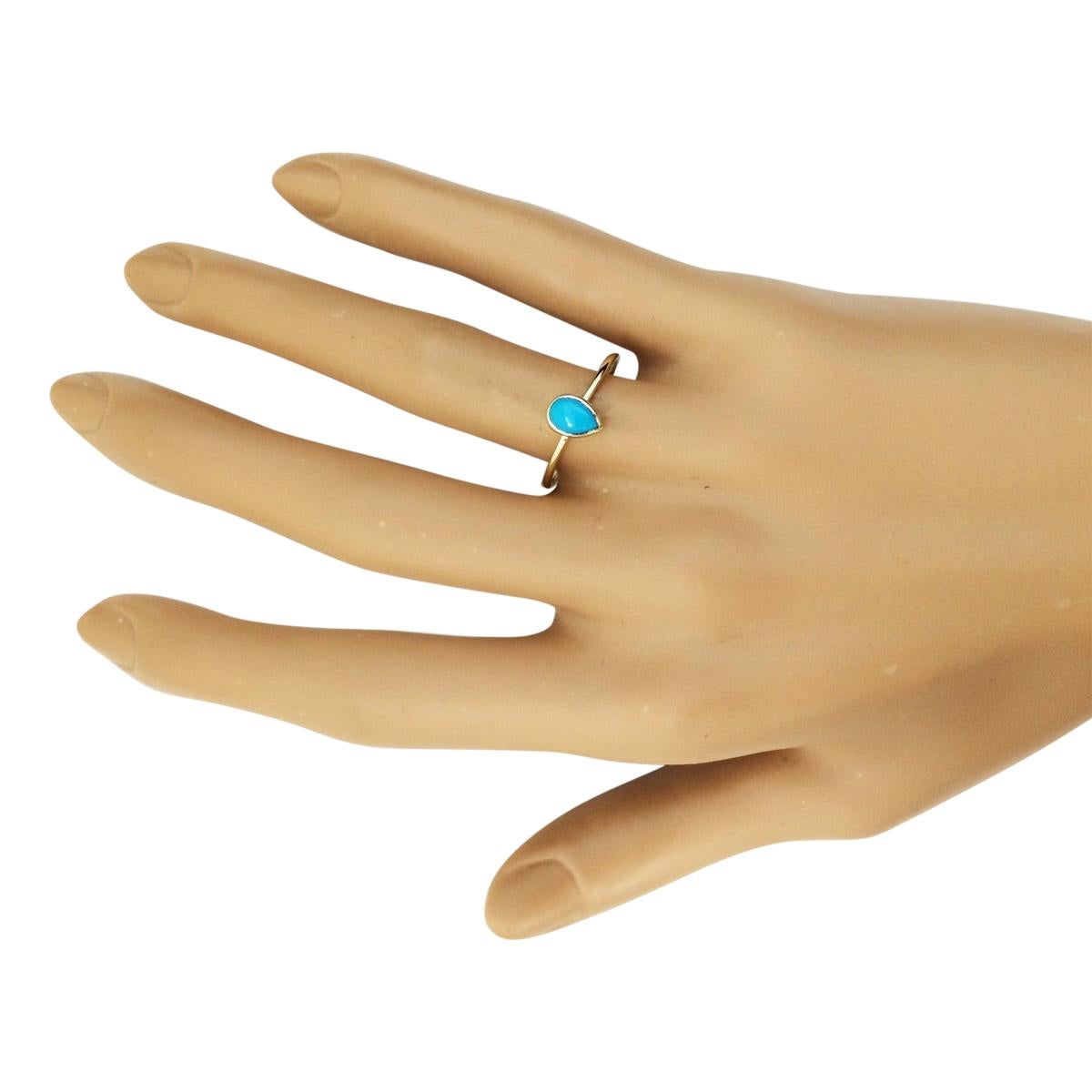 Modern Natural Turquoise Ring In 14 Karat Yellow Gold  For Sale