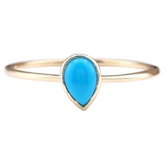 Bague en or jaune 14 carats et turquoise naturelle 