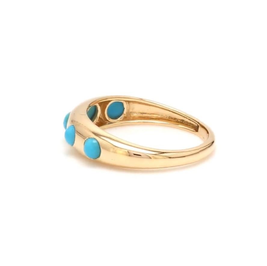Donna Anello di turchese naturale in oro 14k in vendita