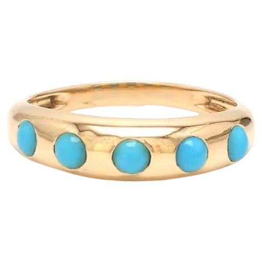 Anello di turchese naturale in oro 14k in vendita