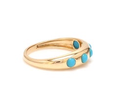 Natural 0.61cts Turquoise Round Ring in 14k Gold