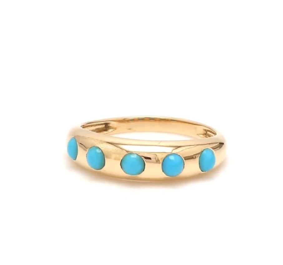 Donna Anello rotondo in turchese Nature 14k  oro in vendita
