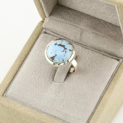 Anello in argento con turchese naturale, colore naturale