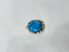 Natural turquoise stone in 18k gold with Natural diamonds for pendant
