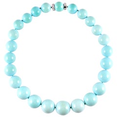 Natural Turquoise Strand With 1.25 Carat Diamond Rondells
