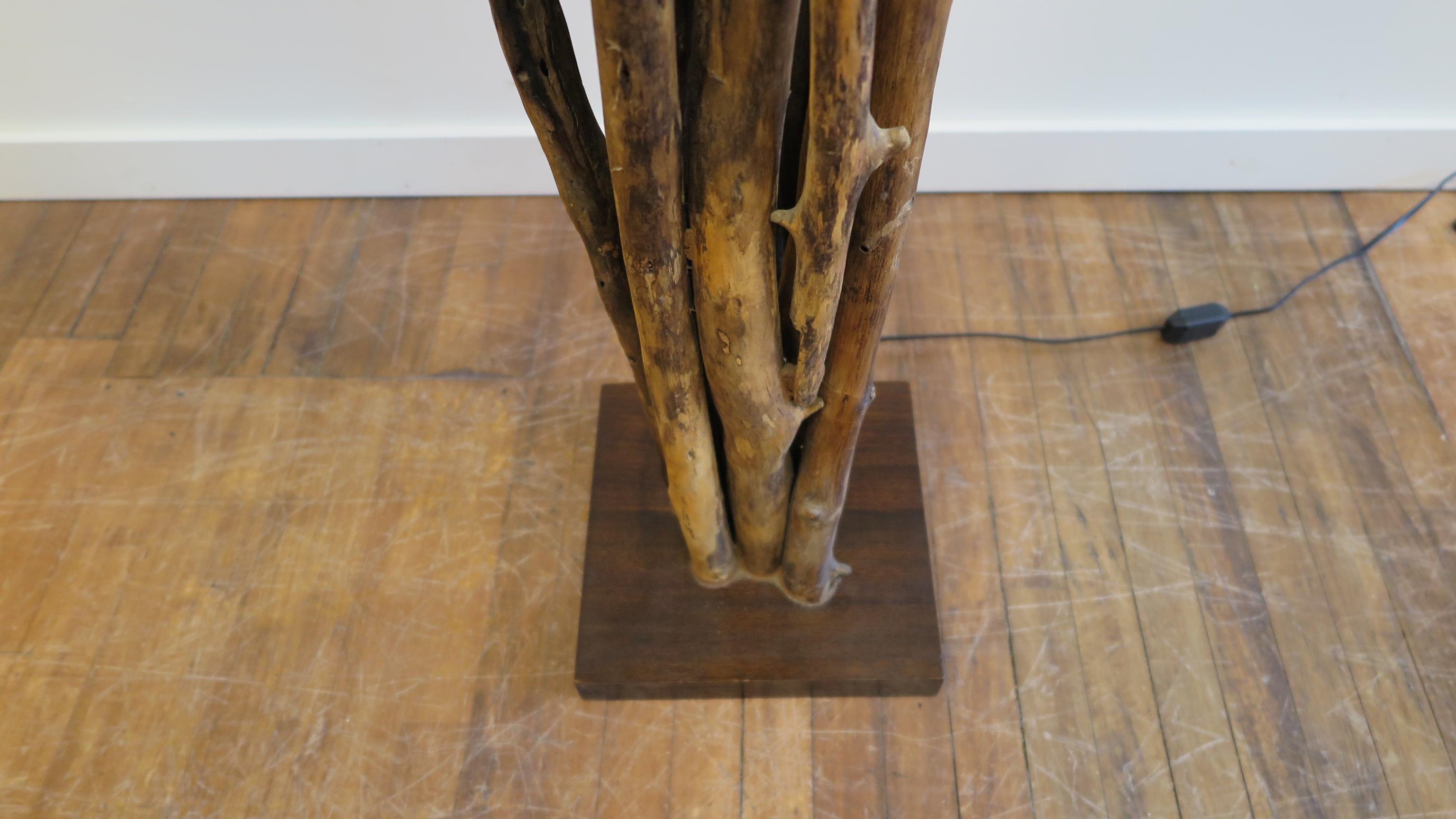 Contemporary Natural Twig Driftwood Floor Lamp For Sale