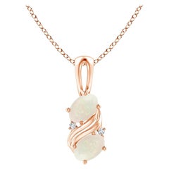 Natural Two Stone Opal Swirl Pendant in 14K Rose Gold
