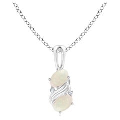 Pendentif tourbillon en or blanc 18 carats en opale naturelle à deux pierres