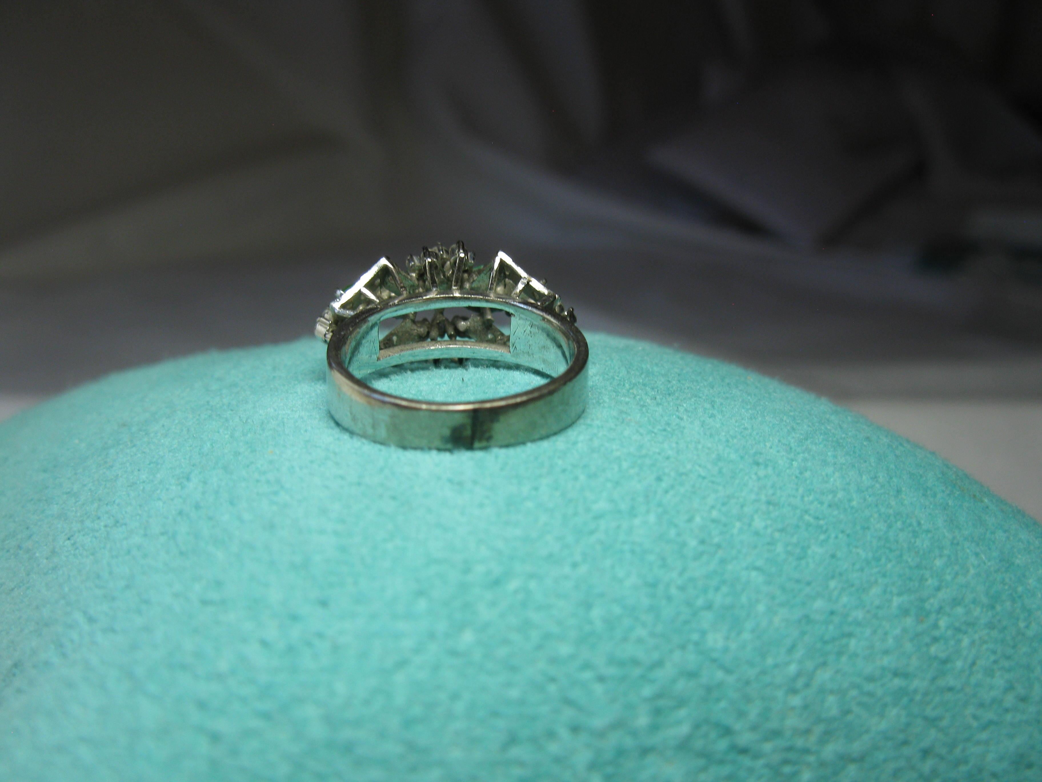 Natural Type A Jade 30 Diamond Ring 18 Karat White Gold Wedding Engagement For Sale 4