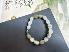 Natural Type-A Myanmar Jadeite Jade Carved Carambola Bead Bracelet - Multi-Color