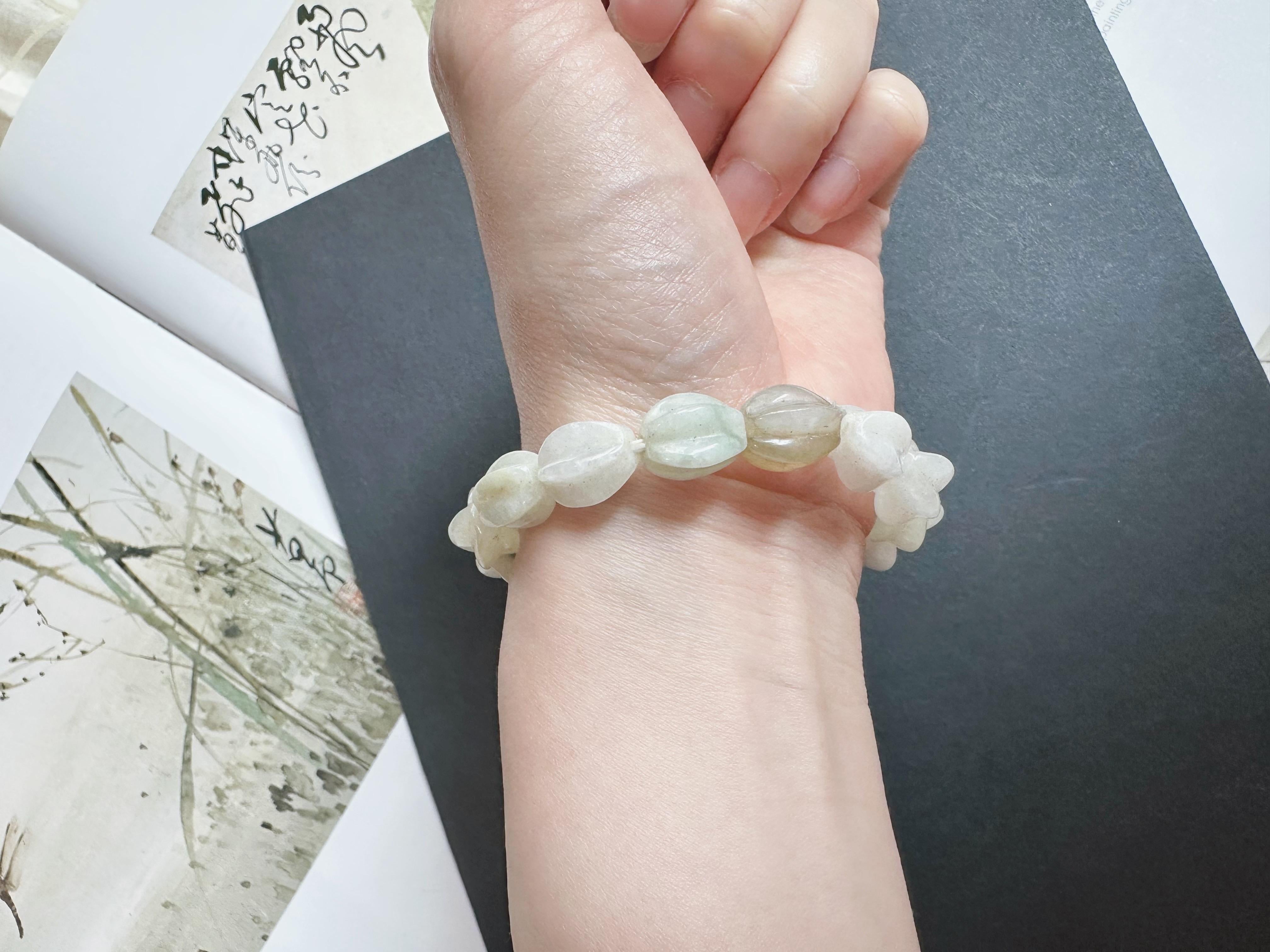 Natürliche Typ-A Myanmar Jadeit Jade geschnitzt Carambola Bead Armband - Multi-Color im Angebot 2
