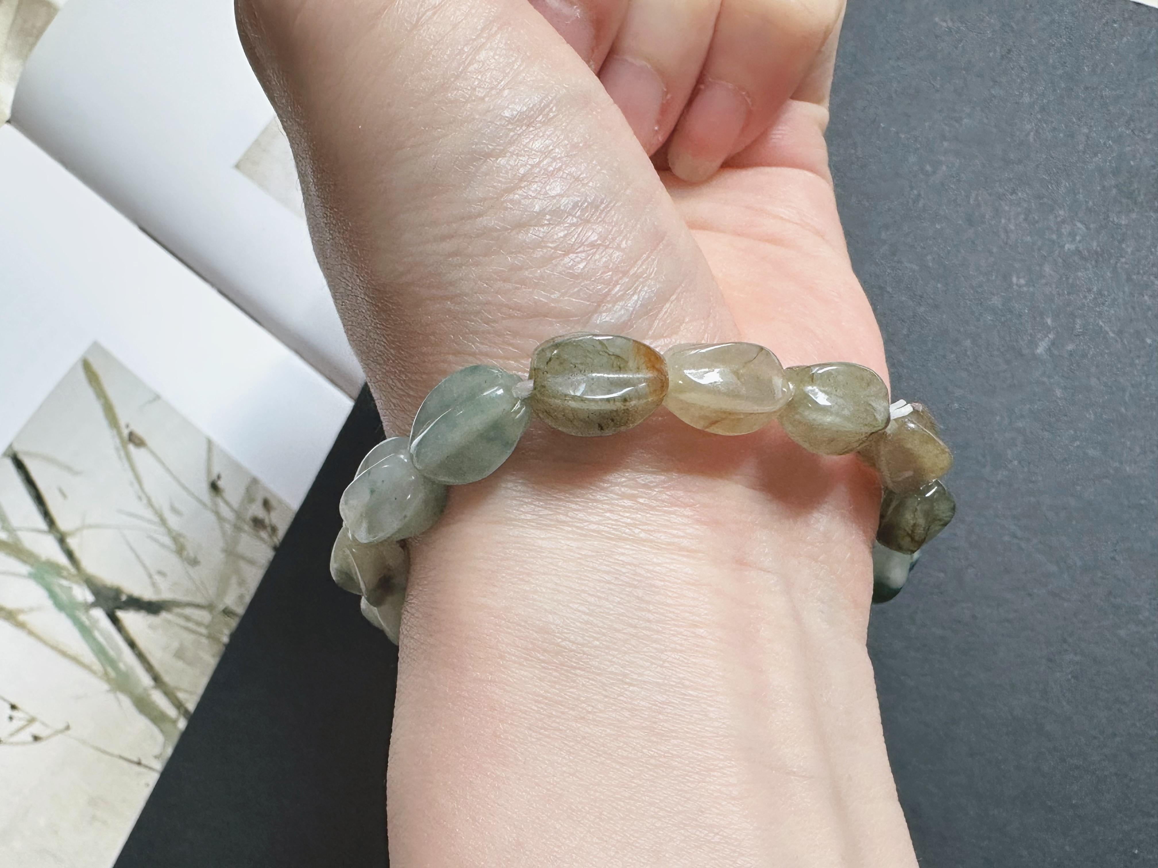 Natürliche Typ-A Myanmar Jadeit Jade geschnitzt Carambola Bead Armband - Multi-Color im Angebot 2