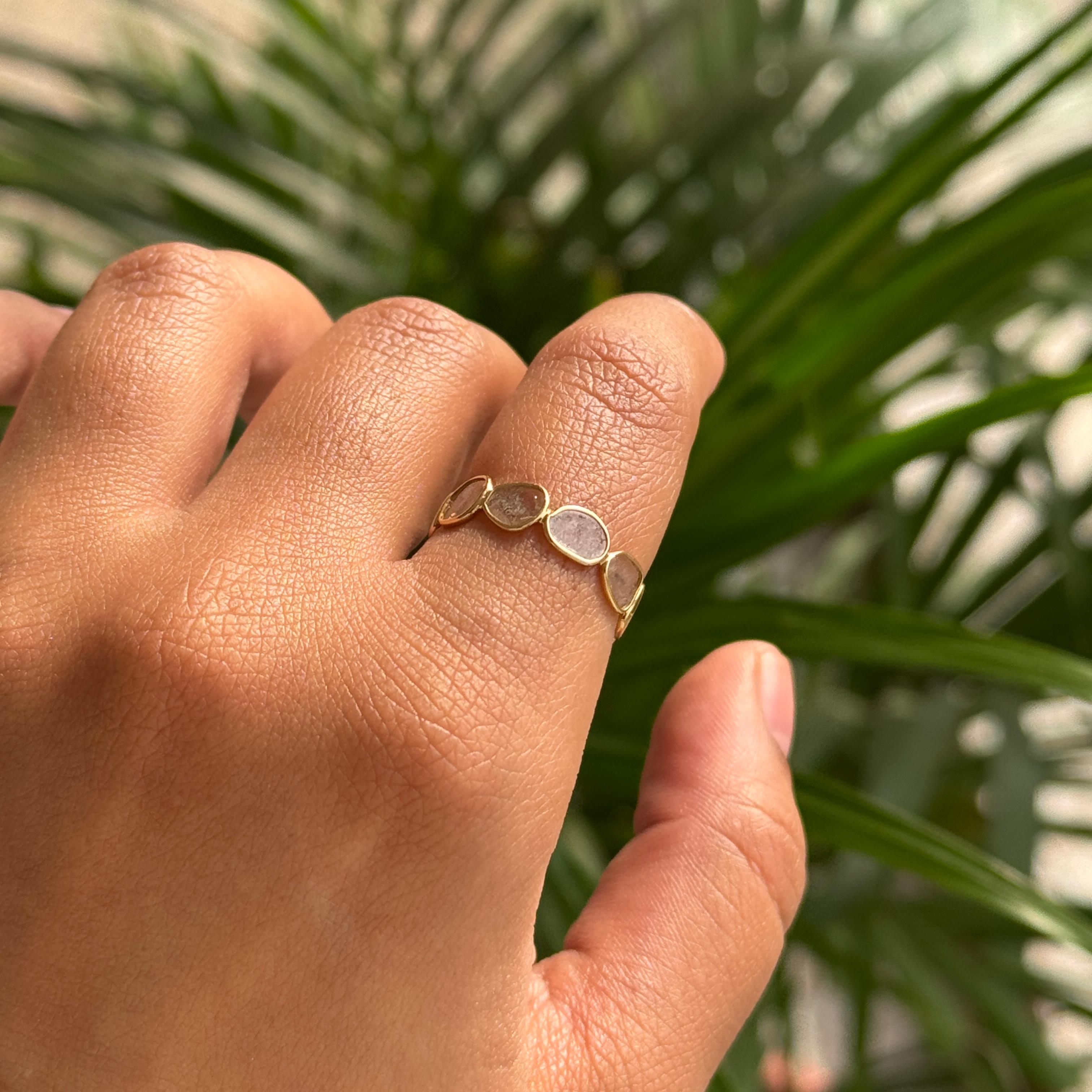 En vente :  Bague en or jaune 18 carats avec diamant naturel non taillé Cadeau pour elle 10