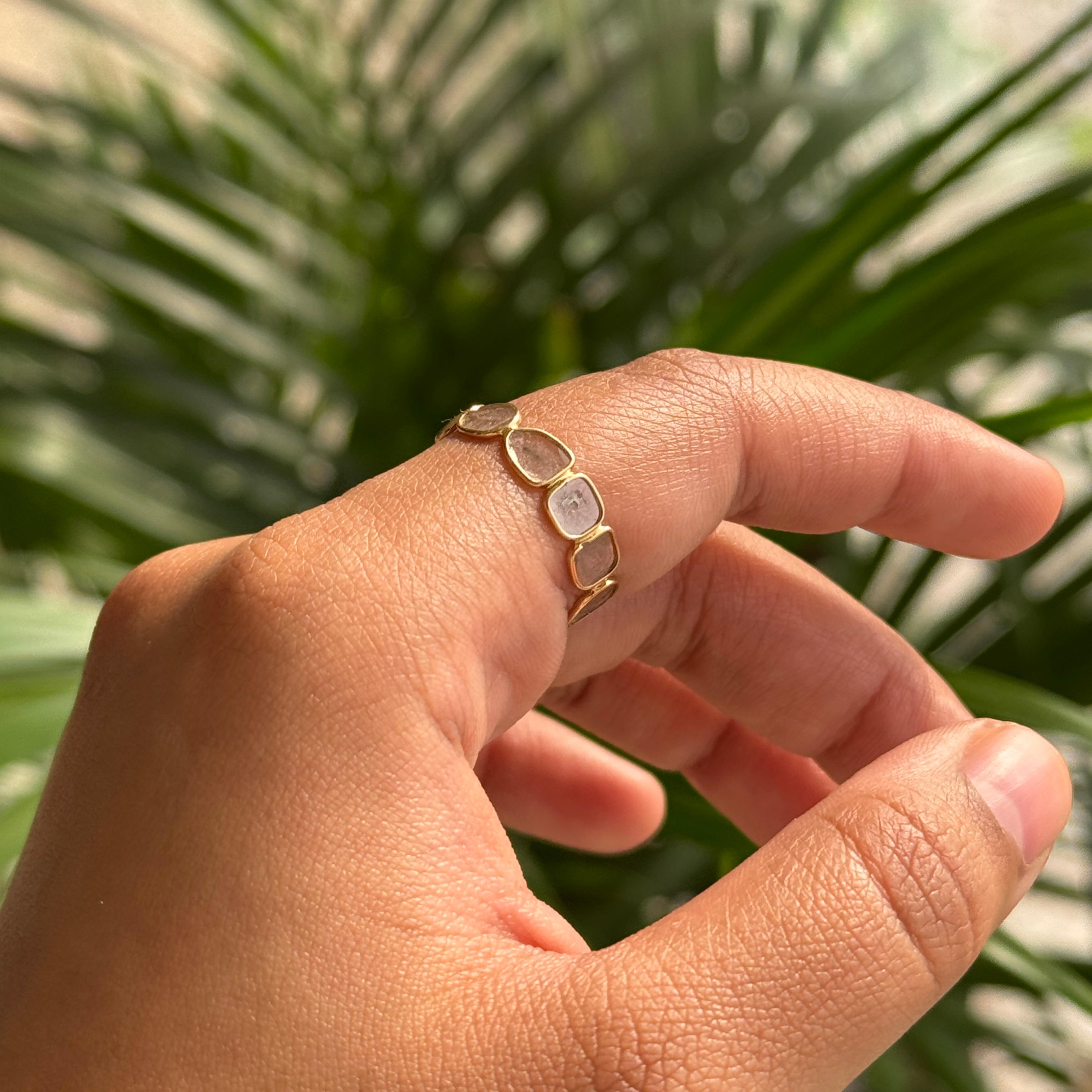 En vente :  Bague en or jaune 18 carats avec diamant naturel non taillé Cadeau pour elle 11