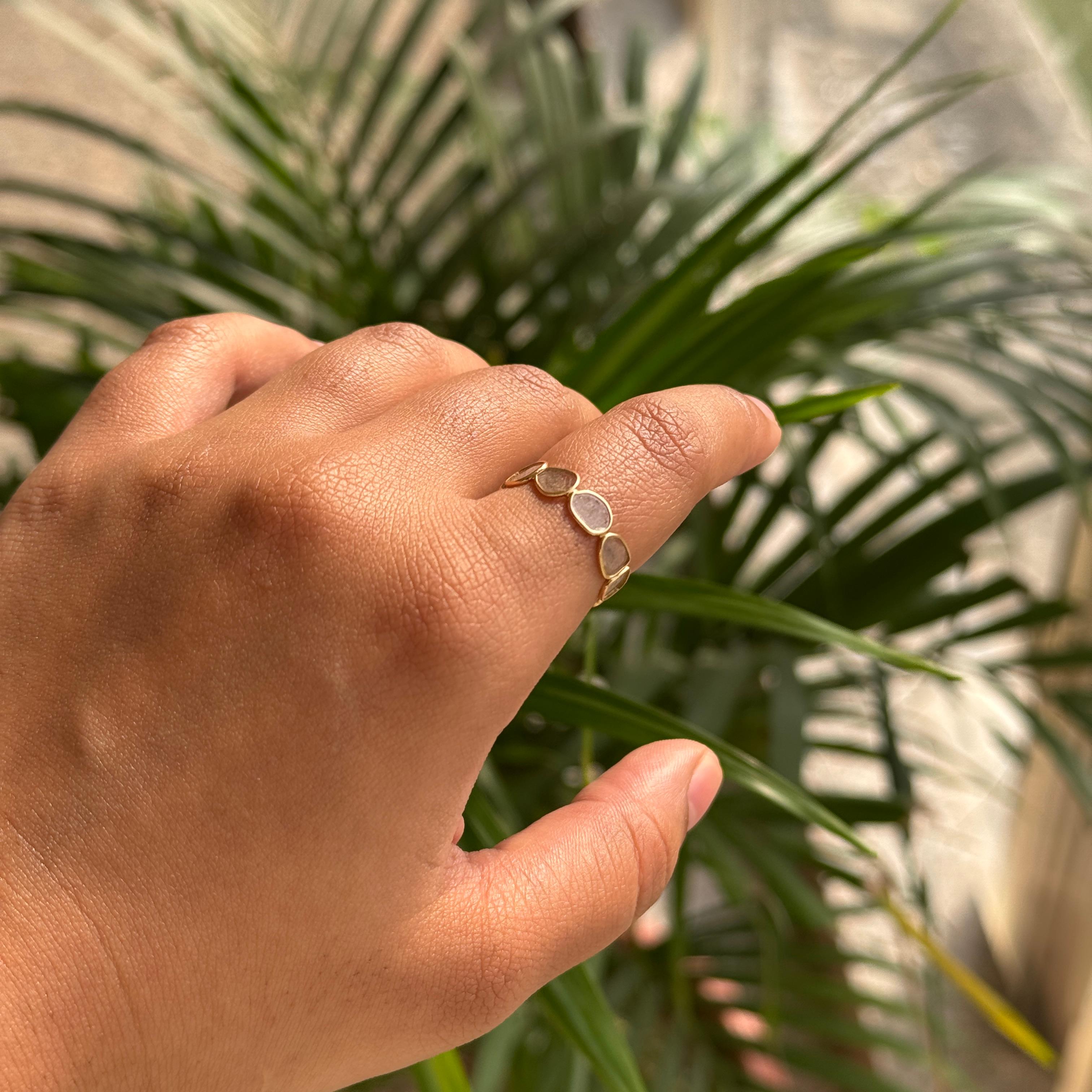 En vente :  Bague en or jaune 18 carats avec diamant naturel non taillé Cadeau pour elle 12
