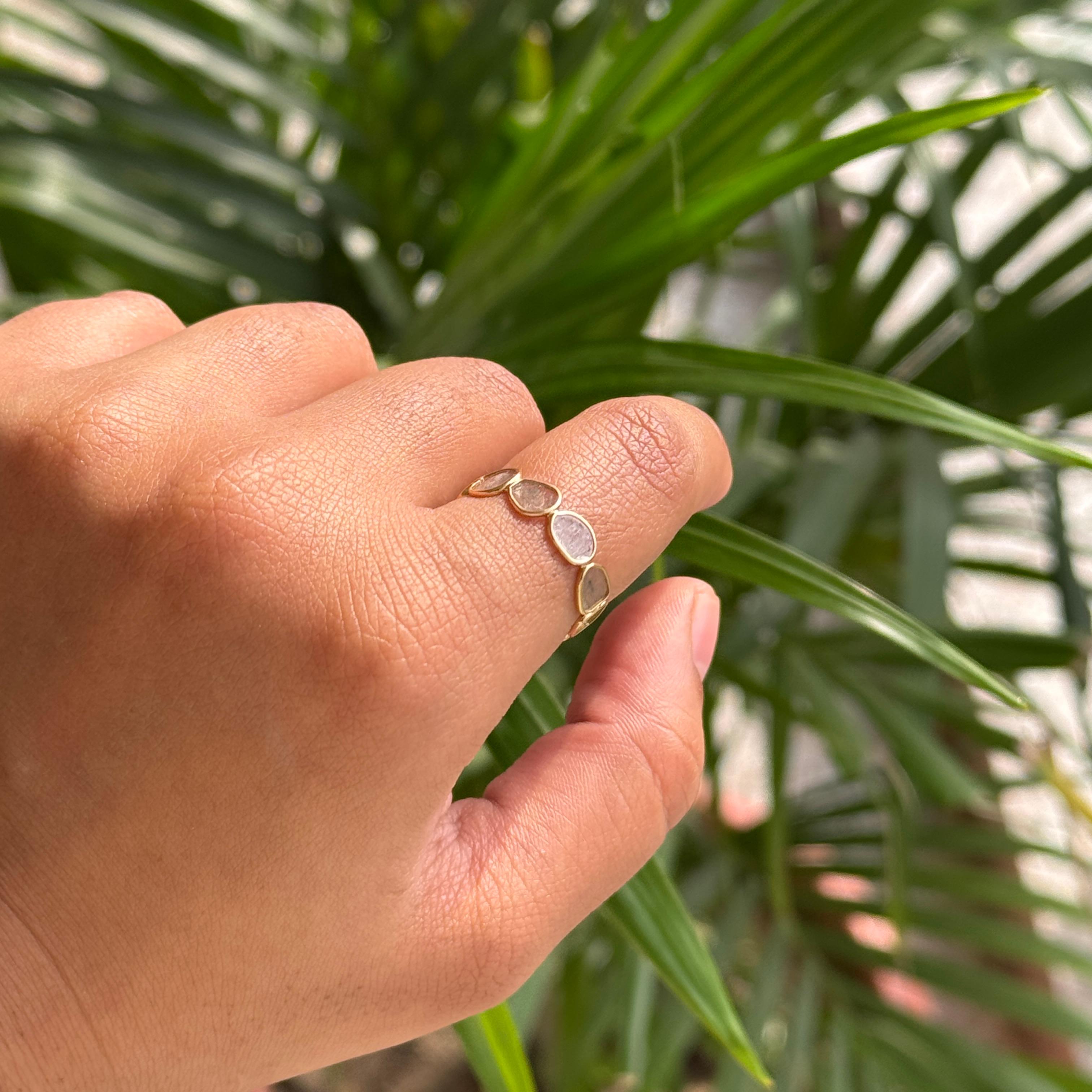 En vente :  Bague en or jaune 18 carats avec diamant naturel non taillé Cadeau pour elle 13