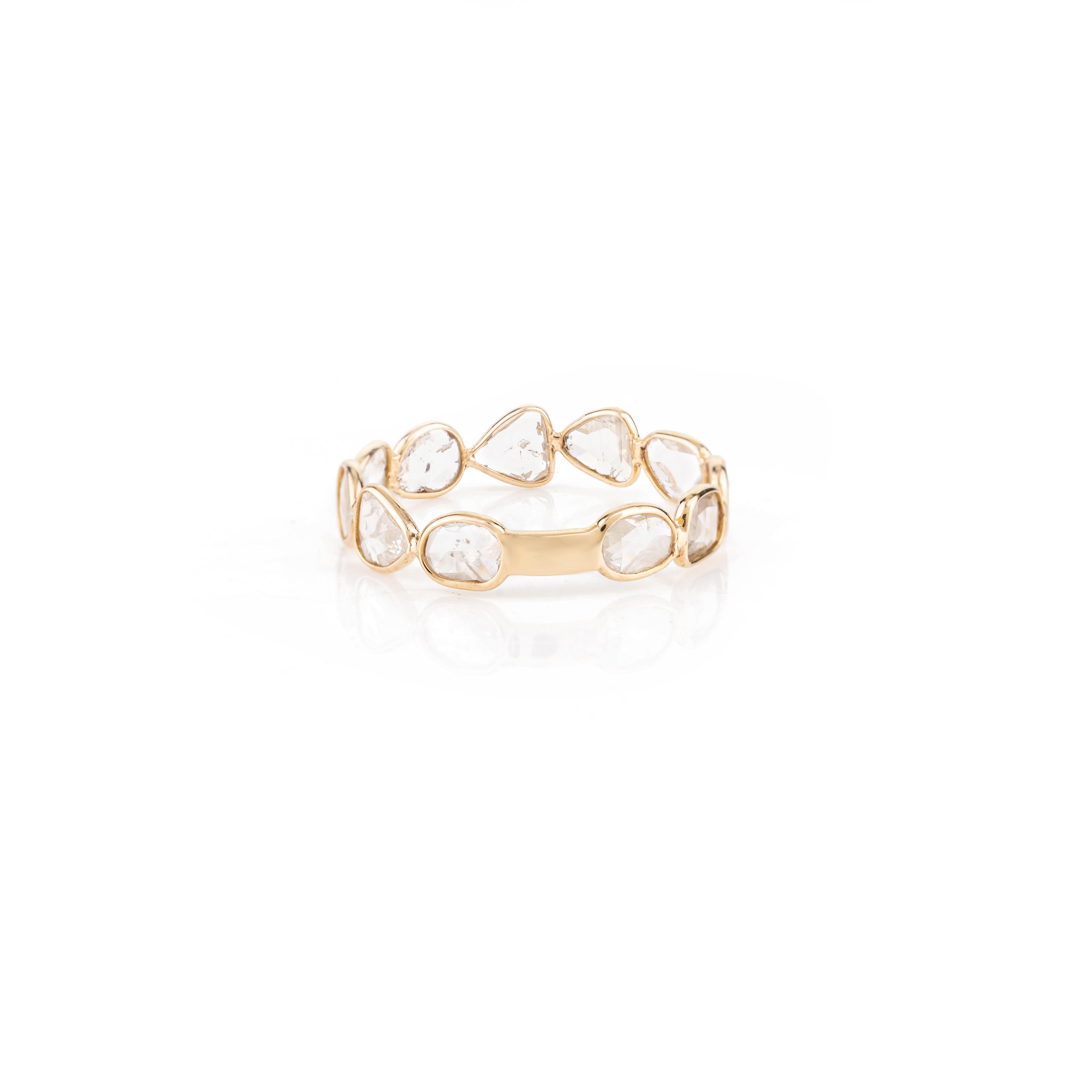 For Sale:  Natural Uncut Diamond 18k Yellow Gold Stacking Band Ring Gift for Her 5