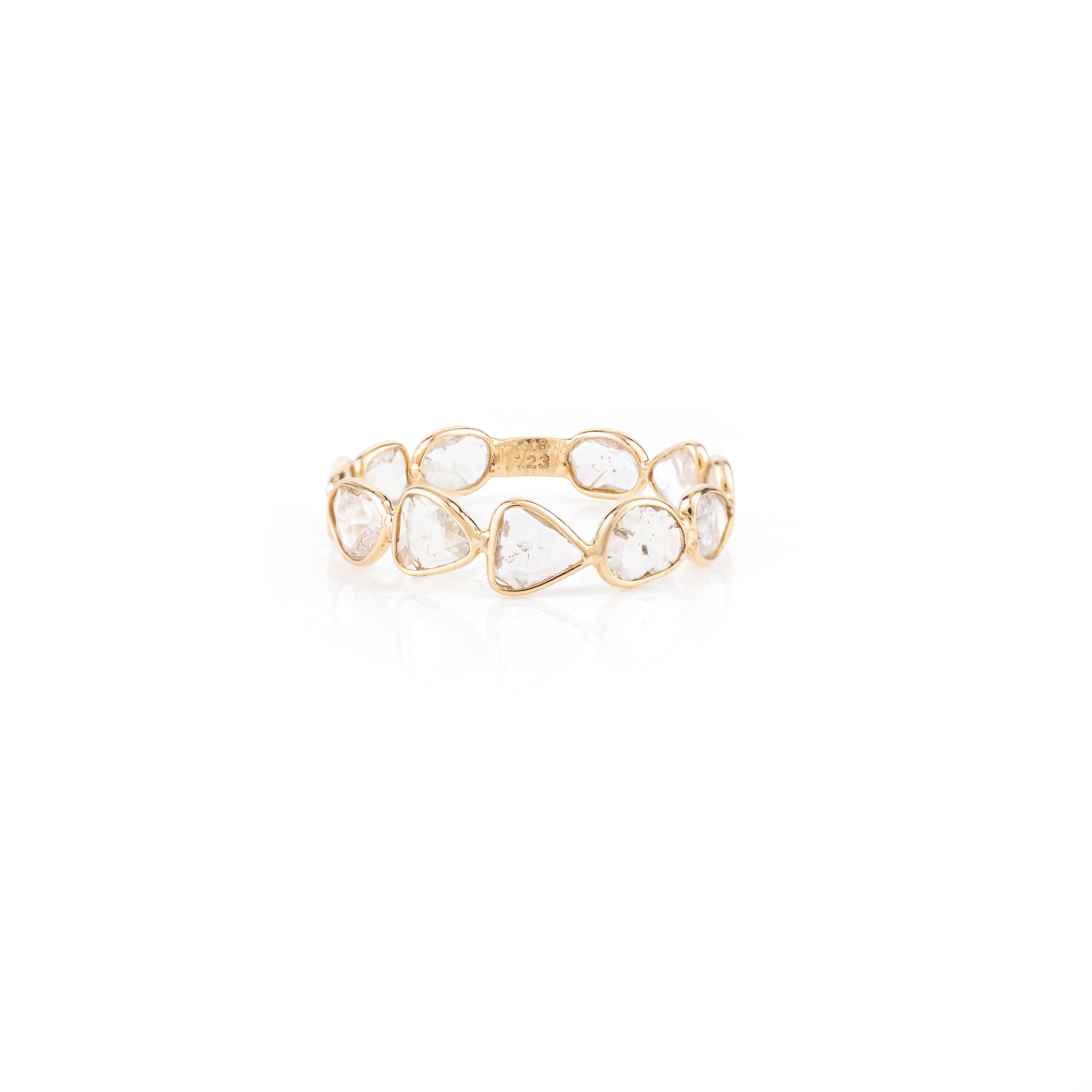 For Sale:  Natural Uncut Diamond 18k Yellow Gold Stacking Band Ring Gift for Her 8