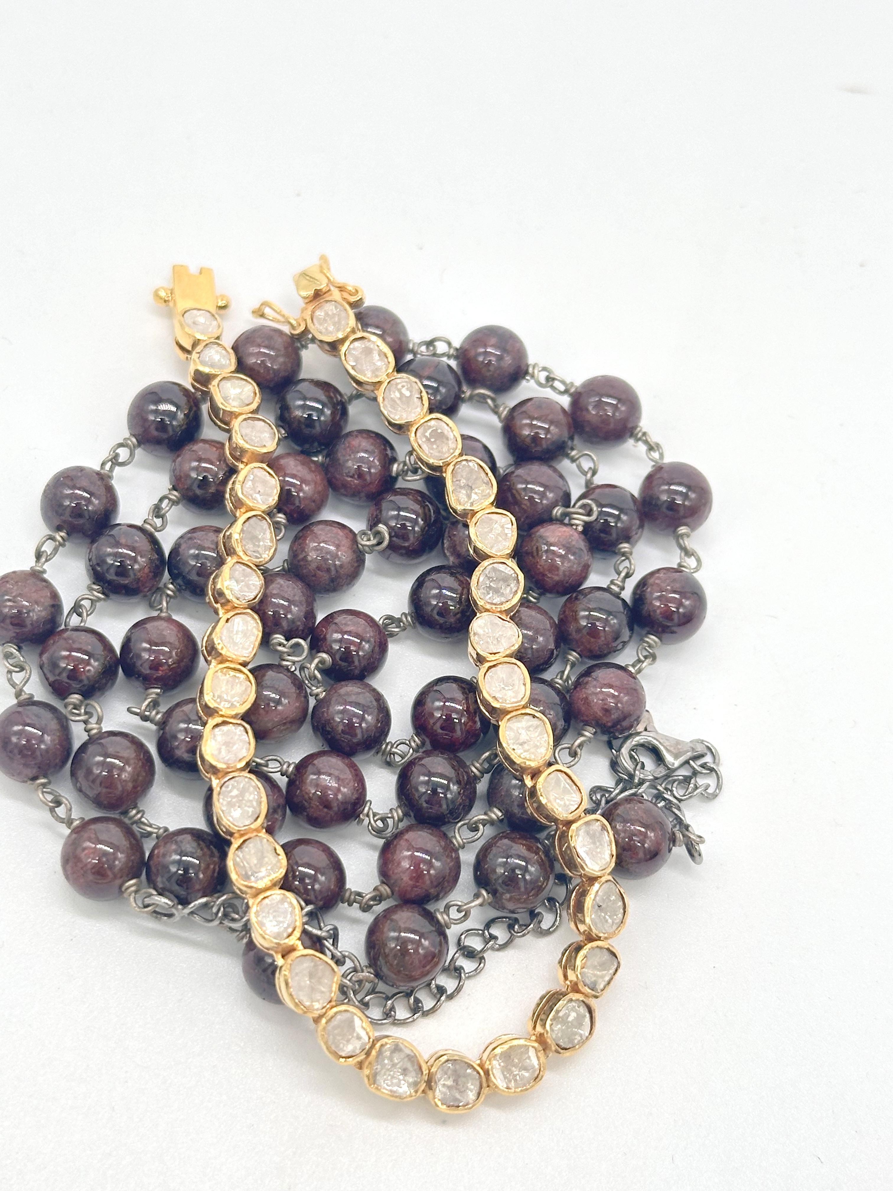 Grezzo Diamanti naturali non tagliati Bracciale in argento 925 placcato oro giallo 18 carati da 8