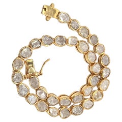 Natural uncut Diamonds 18K yellow gold-plated 925 silver 8"-inch bracelet