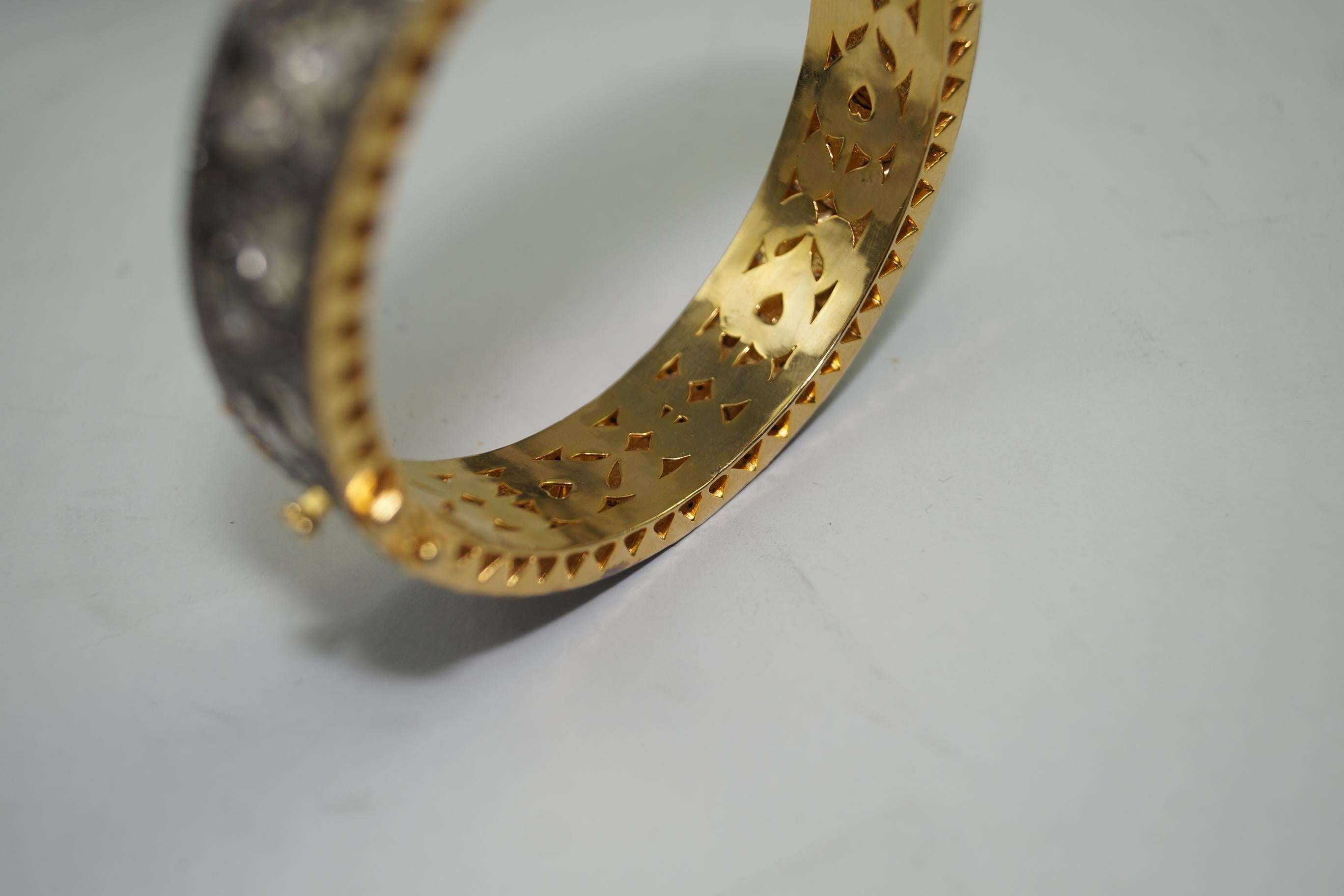 Uncut Natural uncut rose cut Diamonds sterling silver zig zag diamond Bracelet For Sale