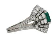 Natural Unenhanced Colombian Emerald and Diamond Cluster Ring