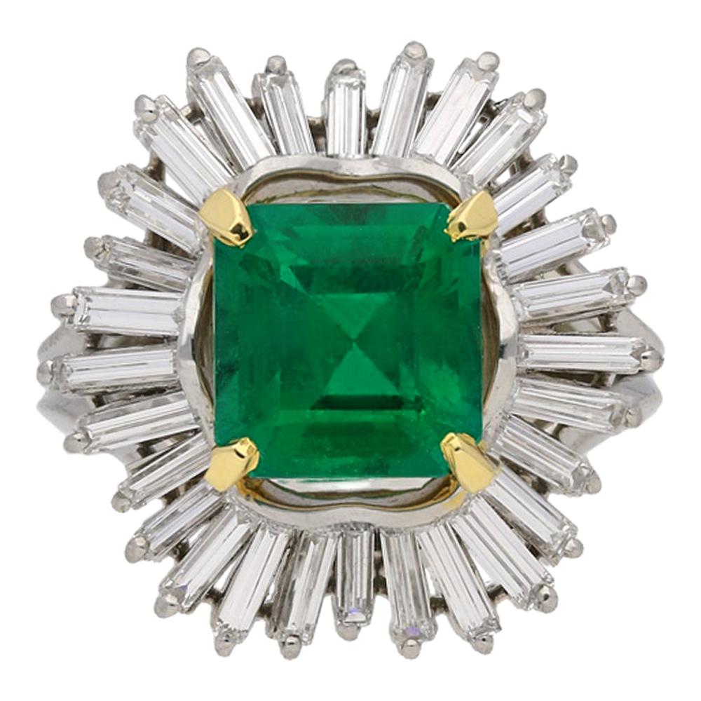 Colombian Emerald and Diamond Cluster Ring by Boucheron, circa 1960